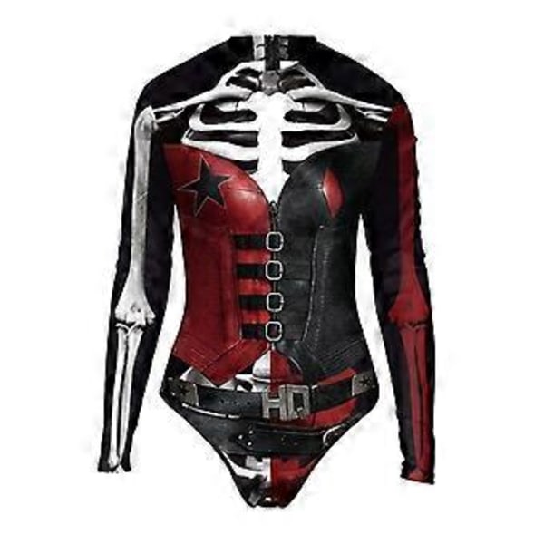 Dame Harley Quinn Cosplay Skalleprint Endelt Badetøj (L-XL)