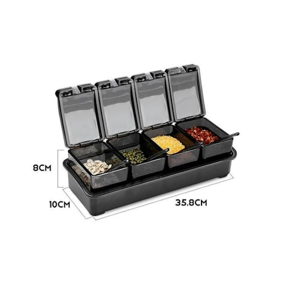 1PC Transparent Krydderiboks Sæt, 4 Stykker Salt Krydderi Krukke Flaske