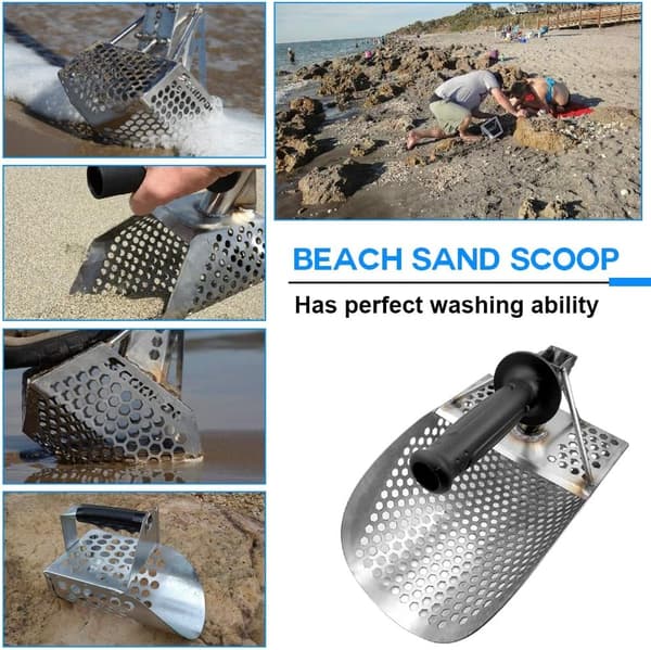 Strandsandsspade med håndtak i rustfritt stål