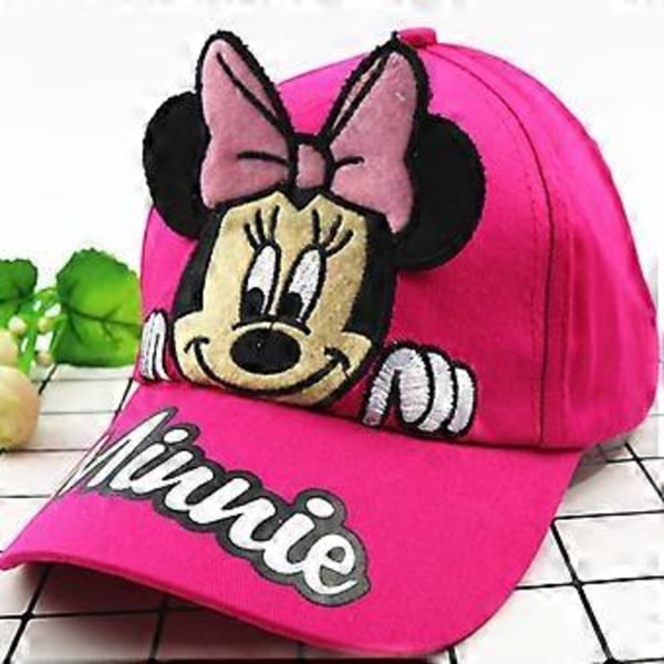 Lasten tyttöjen piirretty Minnie Mouse -kuvioinen baseball-lippis, säädettävä snapback-lippis (ruusunpunainen)