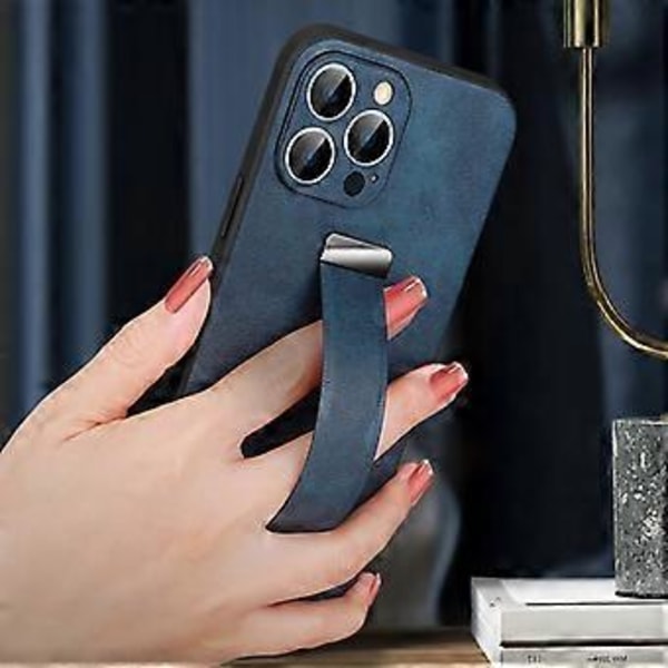 SULADA Fashion Series iPhone 15 Pro Max -kotelo PU+PC+TPU -nahkahihnallinen teline (Tyyli A)