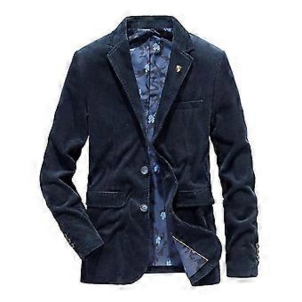 Herre Fløjlsblazer Jakke Herre Vintage Casual Arbejdstøj Fløjlsdragt Blazer Jakke Sportsfrakke (XL NAVY)