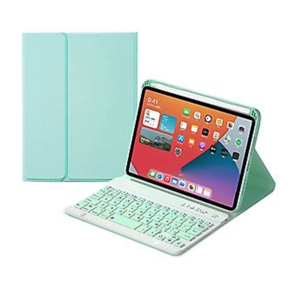 HK006 Firkantede Taster Aftageligt Bluetooth Tastatur Læderetui (Grøn)