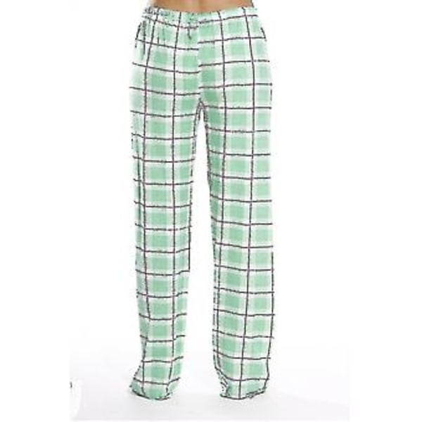 Dam Pyjamasbyxor med Fickor, Dam Mjuka Flanellrutiga Pyjamasbyxor (XXL grön)