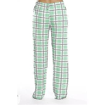 Dames Pyjamasbukser med Lommer, Bløde Flanel Check Pyjamasbukser til Kvinder (XXL grøn)
