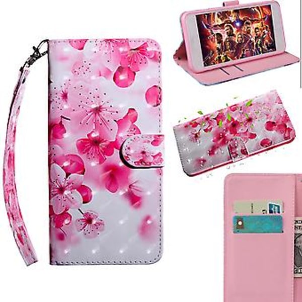 TPU + PU-nahkainen kotelo Galaxy S9:lle (Punainen kukka)