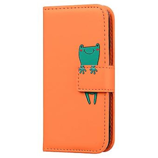 Telefonhus med Bjørn Mønster til Redmi Note 10 Pro med Kortlomme, Snøre, PU Læder Materiale, Pengepung Funktion, Hjørne Faldbeskyttelse (Orange)
