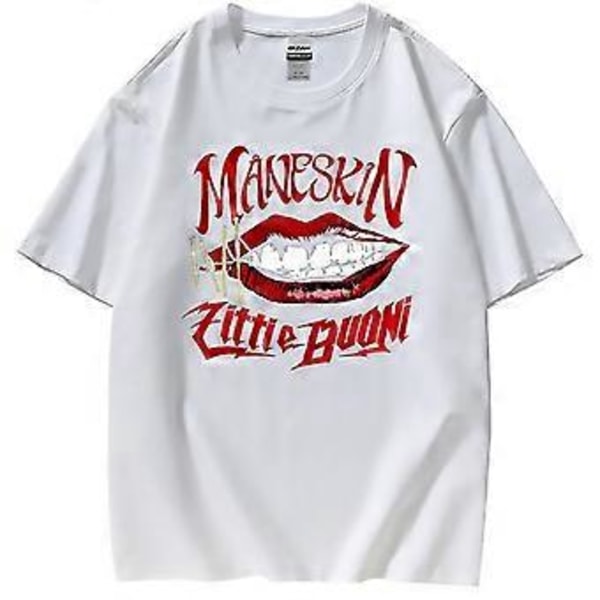 Maneskin T-paita Beggin Maneskin Kesäinen Löysä Yhteensopiva Lyhythihainen T-paita -NMAOV(M Valkoinen)