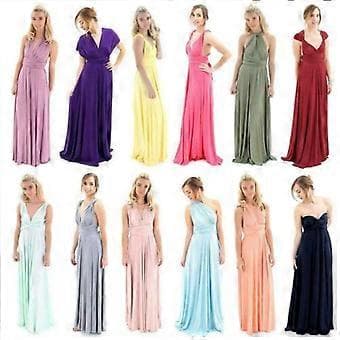 Kvinders Aften Multi Way Wrap Brudepige Formelle Lange Maxi Konvertible Kjole (S Blå)