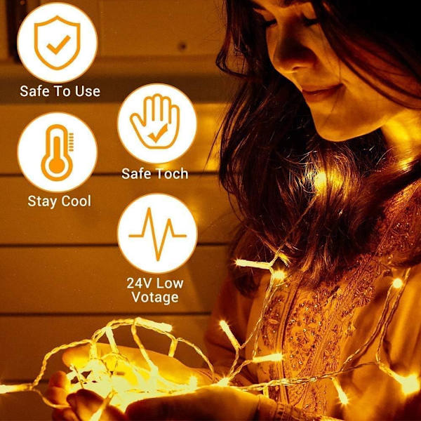 Ljusslinga 33ft 100 Leds , Julbelysning Plug in med 8 Flas