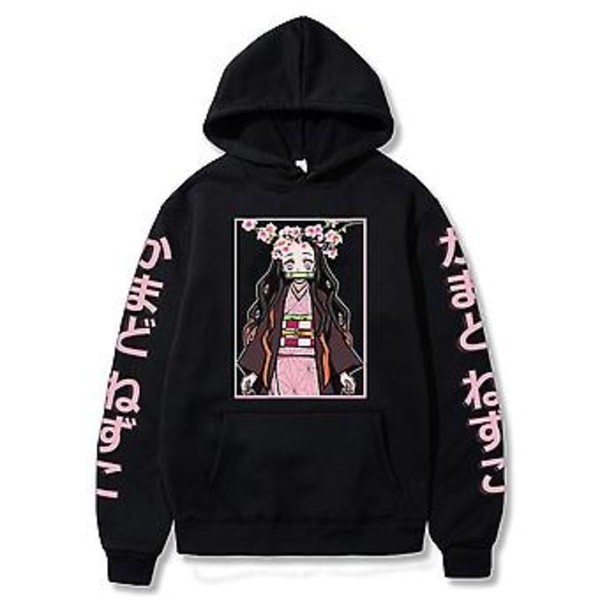 Unisex Demon Slayer Anime Manga Hupparit Muotia Kamado Nezuko Painettu Pusero Rento Löysä Hyppypaita Yläosat Pitkähihainen Huppari (XL)
