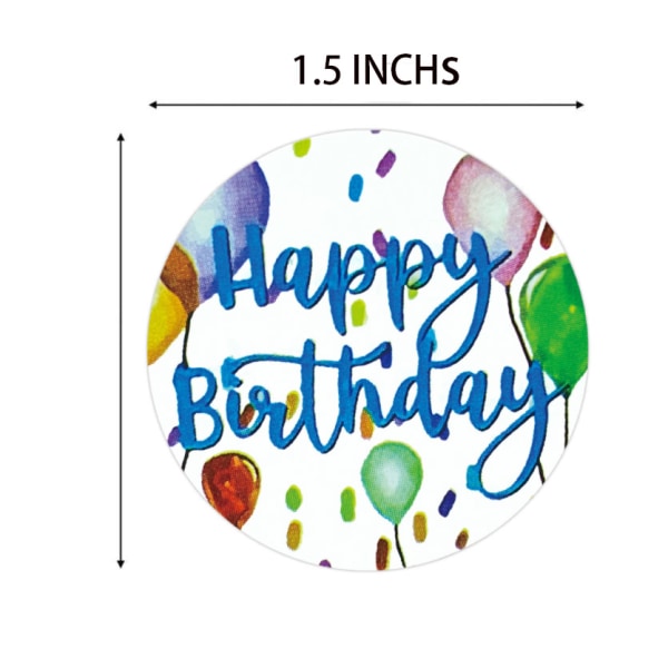 2 stk akvarel tillykke med fødselsdagen klistermærkerrulle (500 stykker, 1 tommer)