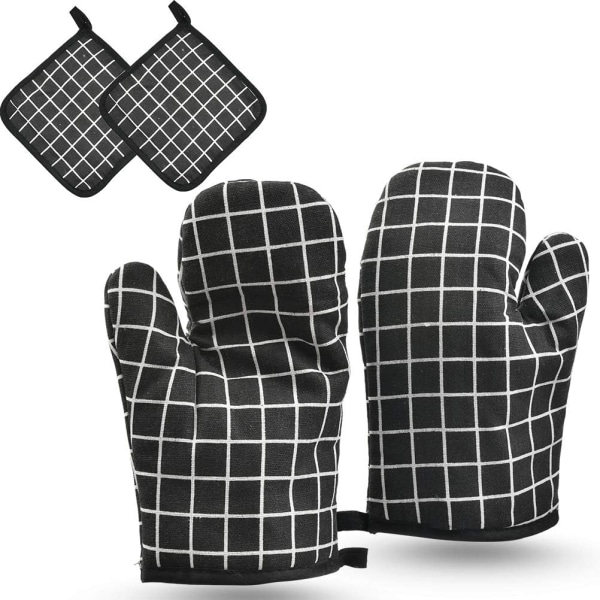 4 Oven Gloves Heat Resistant Oven Mitt Cotton Oven Gloves with Co