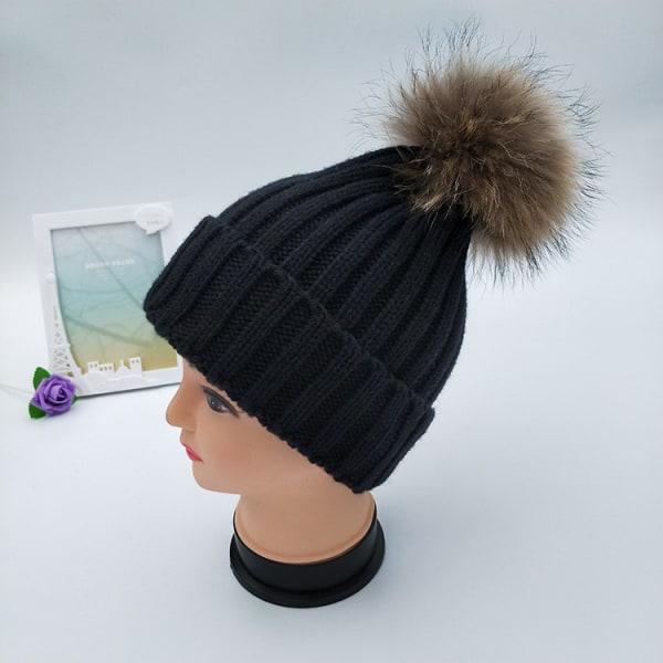 Black, women's winter banded hat, knitted hat, trendy solid color