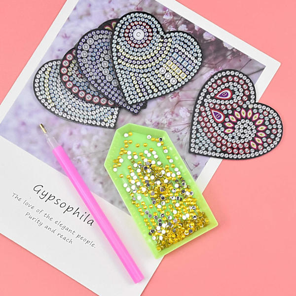 Diamantmalerisett, DIY nøkkelring Rhinestone-maleri, tosidig diamantmaleri nøkkelring, Comp