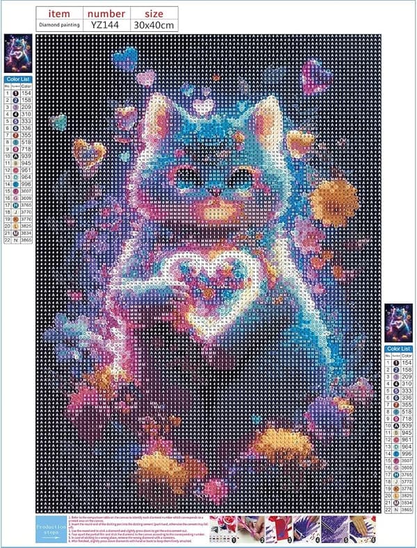 1 stk 5D Chat Fargerik Diamantmaleri, DIY Blomster Maleri Broderi