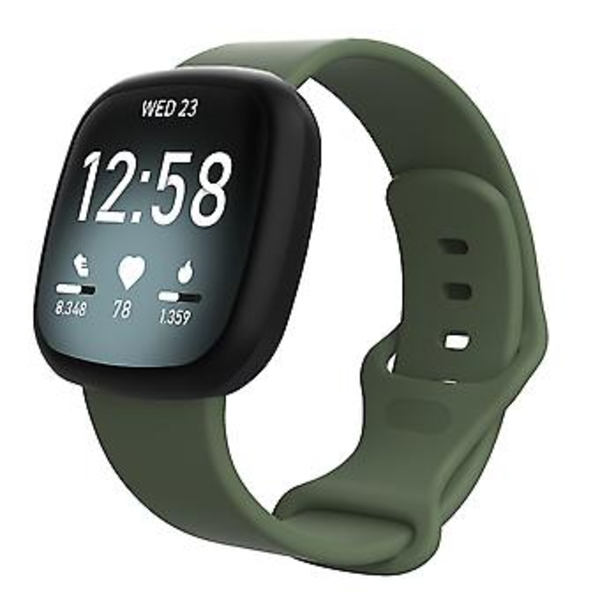 Til Fitbit Versa 3 / Sense Silikon Urrem Størrelse: L (Mørkegrøn)