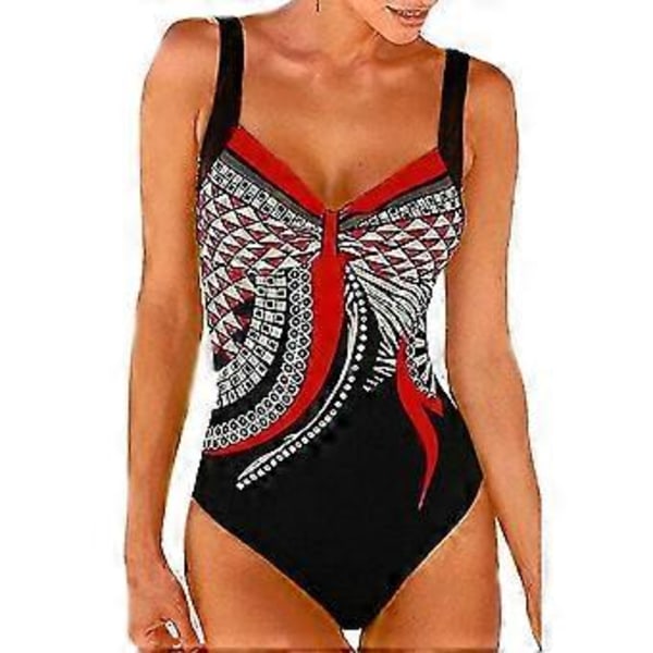 Dame Print Sexet Heldragt Badedragt Sommer Strand Polstret Monokini Badetøj -NMAOV(S Rød)