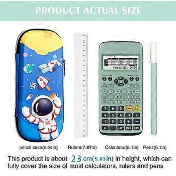 Pencil Case til Børn, 3D EVA Stor Kapacitet Pen Holder Marker Taske med Lynlås, Sød Tegneserie Penalhus (Univers (Blå))