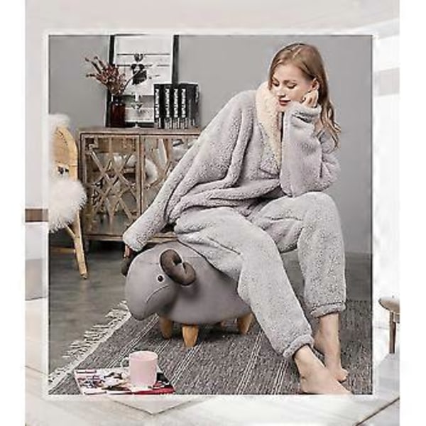 Dame Fluffy Pyjamassæt Natkjole/YY(XL Grå)