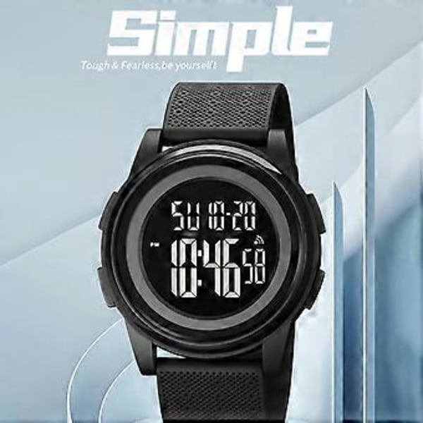 SKMEI 1895 50M Vannresistent Digitalt Armbåndsur (Svart)