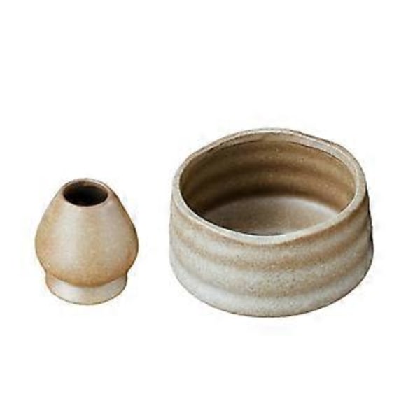 Keramiske Matcha Skåle med Piskholder, 470ml Te Skåle, Retro Keramisk Blandeskål til Kontor Ferie Soveværelse Feriegave (Lysebrun)