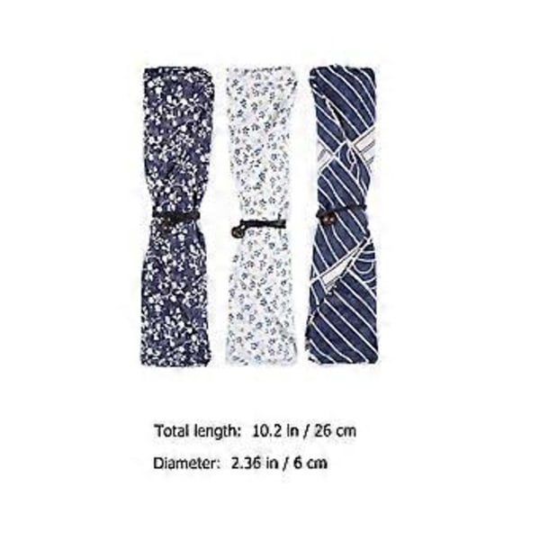 3 stk. Japansk stil bestikposer, transportable spisepindetasker, udendørs rejsebestikpose