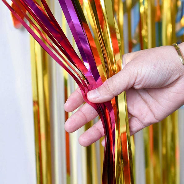 6 Pak Metalfolie Gardiner Tinsel Folie Frynser Gardiner Baggrund