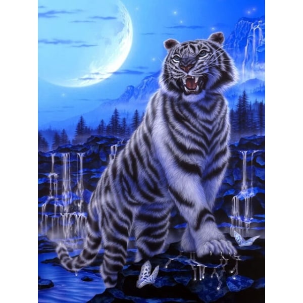 30 x 40 cm ,tigre sous le clair de lune Diamond painting Broder
