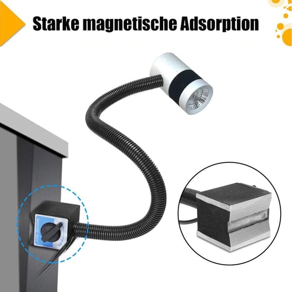 Arbeidslampe med magnetisk base - LED maskinlys 6W 110V-220V