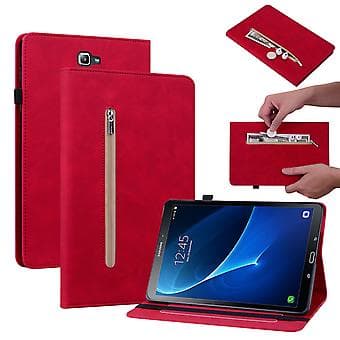 Lynlås Læder Tablet Etui Til Samsung Galaxy Tab A 10.1 2016/T580/T585 (Rød)