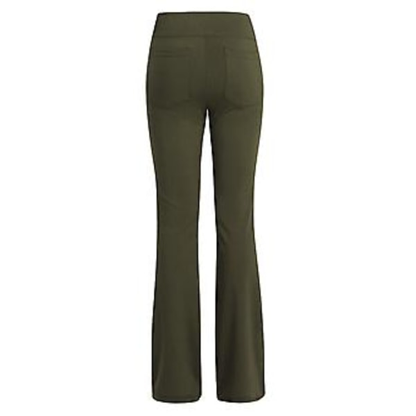Damernas Högmidjade Flared Byxor Bell Bottom Yogabyxor Med Fickor Plus Size (L Grön)