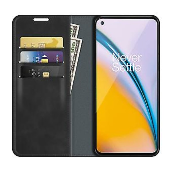Til OnePlus Nord 2 5G Magnetisk Sugning Læderetui (Sort)