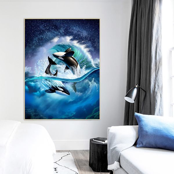 30 x 40 cm, delfin diamantmålning diamantbroderi målning