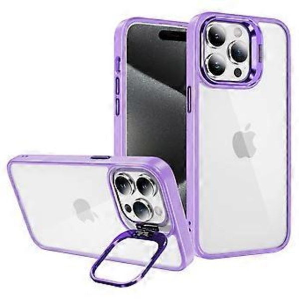 Mobilfodral för iPhone 15 Pro Max med Linsram, Stativ, TPU+Akryl, Anti-Fall (Stil B)