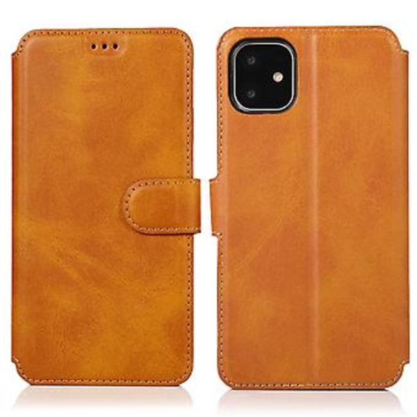 Kalveskind Læderetui til iPhone 12 / 12 Pro (Khaki)