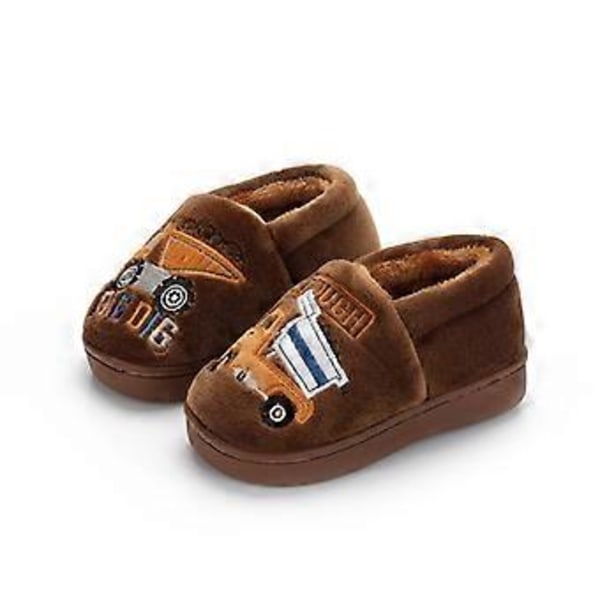 Halkfria Vintertofflor för Barn Unisex Tryck Plyschtofflor brun, 22