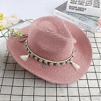 2023 Unisex Strå Fedora Panama Hat Sommer Sol Kort Skygge Kasket Hat (Sort)
