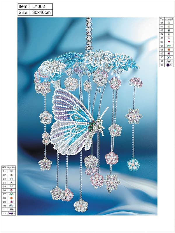 30x40cm 5D Diamantmaleri Kits, Special Shaped Crystal Butterfl