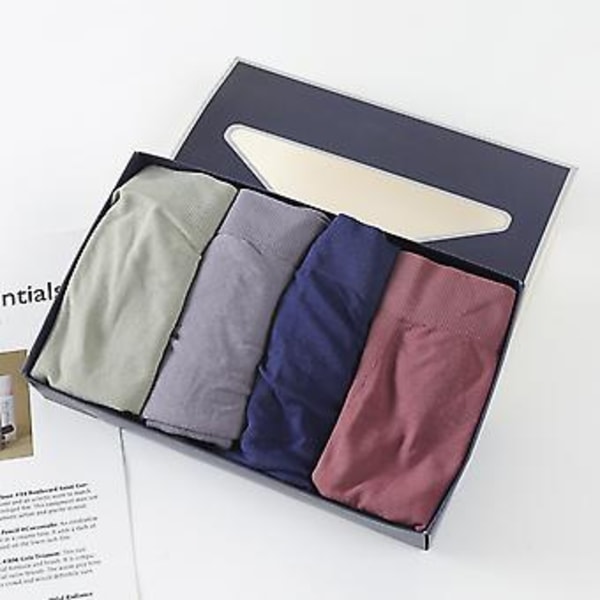 Män Boxers Elastisk Solid Färg Midja Andningsbar U Konvex Antiseptisk Underkläder Bulge Pouch Män Underbyxor Inner Wear Kläder (Marinblå)