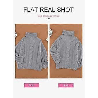 Løs Oversized Casual Rullekrave Sweater Pullover Top til Kvinder