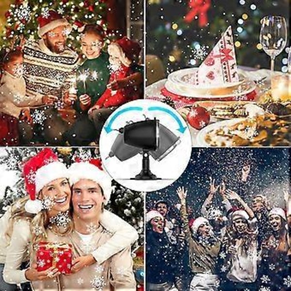 Søt Julenisse Snøflagg Projeksjonslampe med Jordforbindelse Julefest Snølandskap Hage Lampe for Plen (2 stk US)