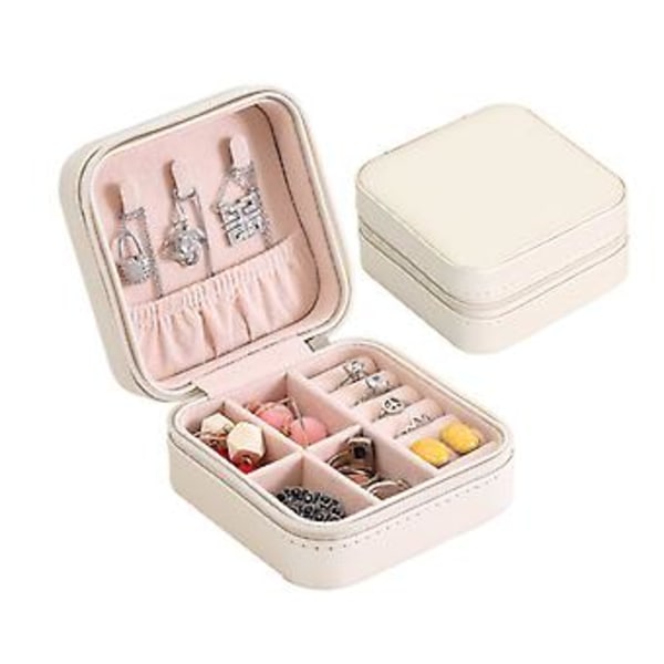 Bärbart Smyckeskrin Organizer Läder Smycken Ornament Fodral Reseförvaring (Typ B-Svart)