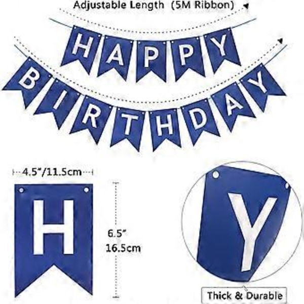 Grattis på födelsedagen Banner Girlang Royal Blå Festballonger Konfetti Latex Ballon Festbanner För Pojkar Kvinnor Män Födelsedag Banner Dekoration