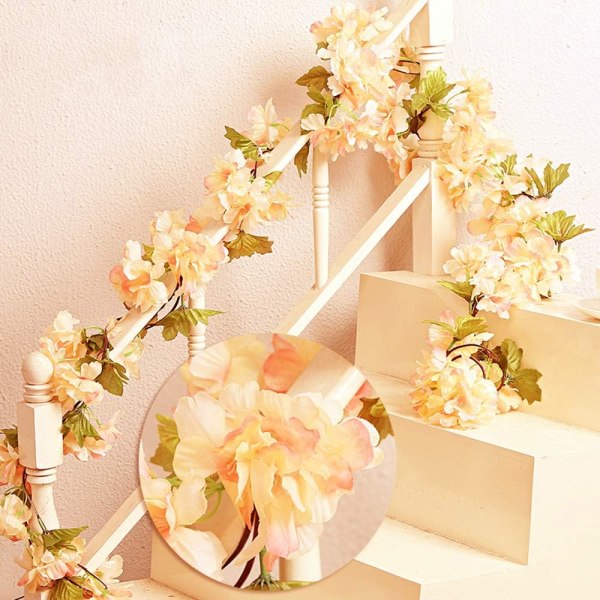 Champagnefarget - 2 stk x 230 cm kunstig blomst Sakura hengende V
