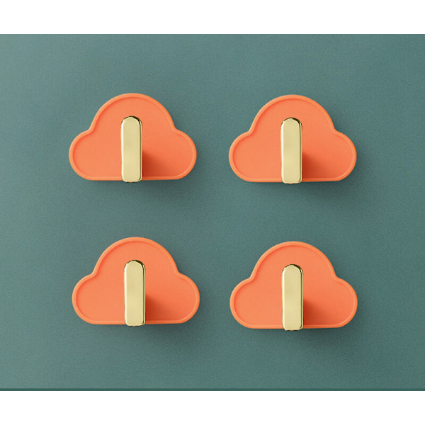 (Orange) 4 stk. Cloud L-formede kroge Sømløs stansning Væg