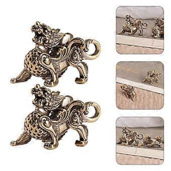 2 stk. Bil Dekoration Statue Guld Velstand Overflod Statue Drage Avatar Figur Kirin Smykke Vedhæng