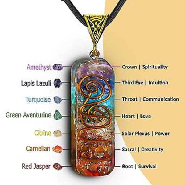 Halskje med 7 Chakra Healing Krystaller, Naturlige Steiner Halskje ( )