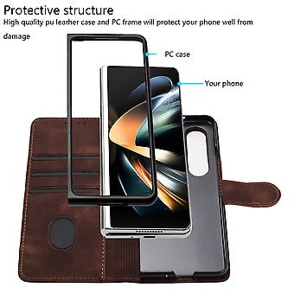 Elefantpräglad PU-fodral för Samsung Galaxy Z Fold5 5G (Kaffe)