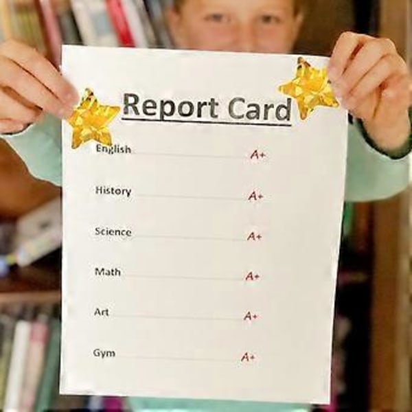 1,5 tommer store holografiske gullstjernestikker for barns belønninger, 500 folie stjerner metallisk klistremerke rull for atferdsoversikt skole klasserom lærerforsyninger